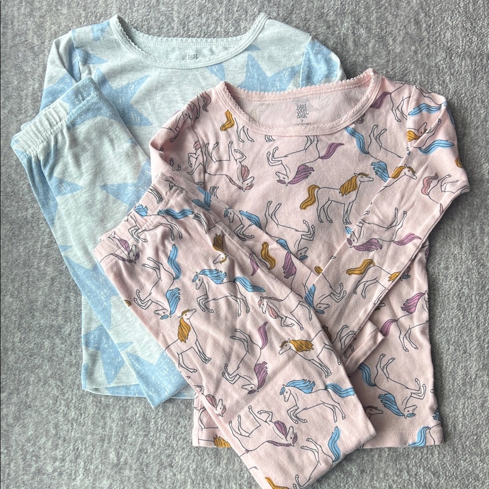 Whimsical Unicorn Kids Pajama Set - Pink and Blue